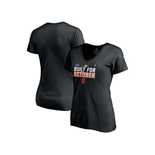 Fanatics Womens Black San Francisco Giants 2021 Postseason Locker Room V-Neck T-shirt