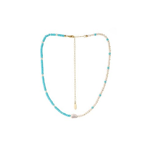ETTIKA Easy Beach Day Turquoise And Pearl Necklace