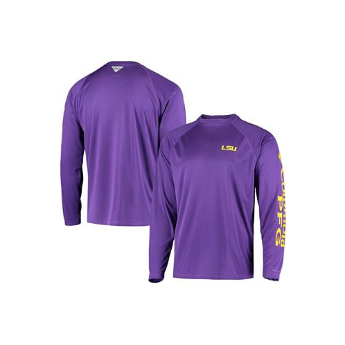 Columbia Mens Purple LSU Tigers Terminal Tackle Omni-Shade Long Sleeve T-shirt