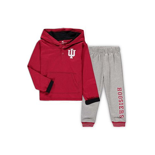 Colosseum Toddler Boys and Girls Crimson Heathered Gray Indiana Hoosiers Poppies Hoodie and Sweatpants Set Pack of 2