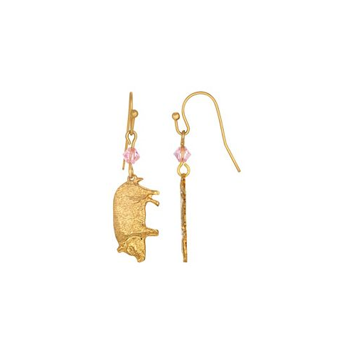 2028 Gold-Tone Pig Drop Earrings