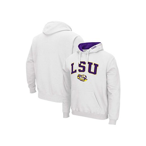 Colosseum Mens White LSU Tigers Arch Logo 3.0 Pullover Hoodie