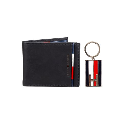 Tommy Hilfiger Mens RFID Bifold Wallet Removable Pocketmate & Key Fob