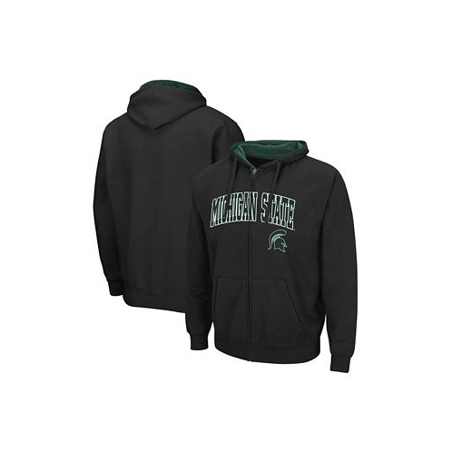 Colosseum Mens Black Michigan State Spartans Arch Logo 3.0 Full-Zip Hoodie