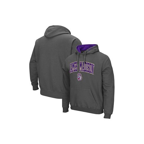 Colosseum Mens Charcoal James Madison Dukes Arch and Logo Pullover Hoodie