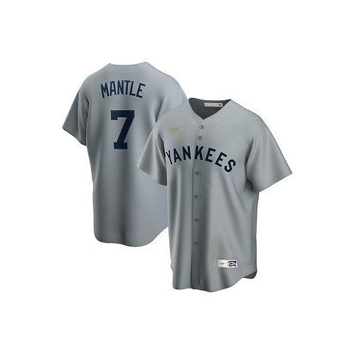 Nike Mens Mickey Mantle Gray New York Yankees Road Cooperstown Collection Player Jersey