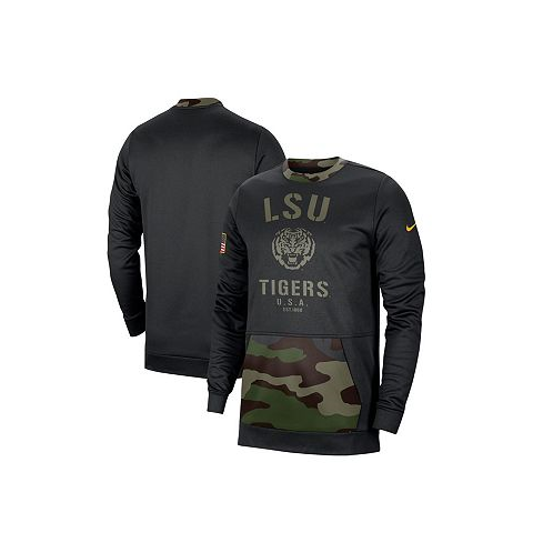 Nike Mens Black Camo LSU Tigers Military Appreciation Performance Pullover Sweatshirt