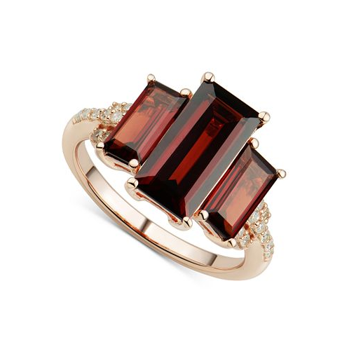 Macys Garnet (7-1/10 ct. t.w.) & Diamond (1/8 ct. t.w.) Statement Ring in 18k Rose Gold-Plated Sterling Silver