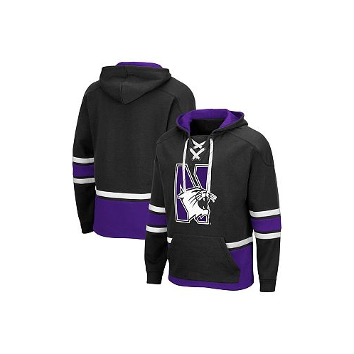 Colosseum Mens Black Northwestern Wildcats Lace Up 3.0 Pullover Hoodie