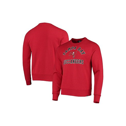 47 Brand Mens Red Tampa Bay Buccaneers Varsity Arch Headline Fleece Pullover Sweatshirt
