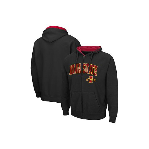 Colosseum Mens Black Iowa State Cyclones Arch and Logo 3.0 Full-Zip Hoodie