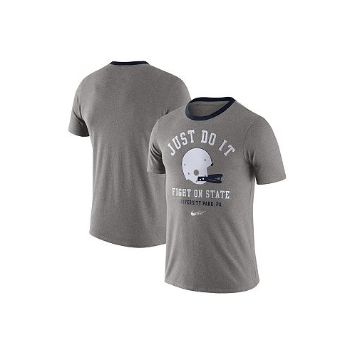 Nike Mens Heathered Gray Penn State Nittany Lions Vault Helmet Tri-Blend T-shirt