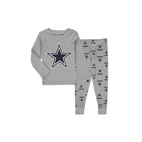Outerstuff Toddler Boys and Girls Heathered Gray Dallas Cowboys Long Sleeve T-shirt and Pants Sleep Set