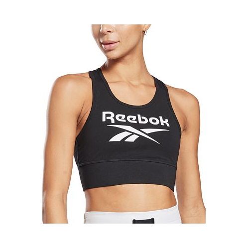 Reebok Womens Low Impact Graphic Logo Cotton Sports Bra
