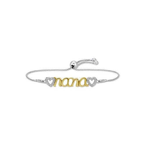 Macys Diamond Nana Heart Bolo Bracelet (1/6 ct. t.w.) in Sterling Silver or Sterling Silver & 14k Gold-Plate