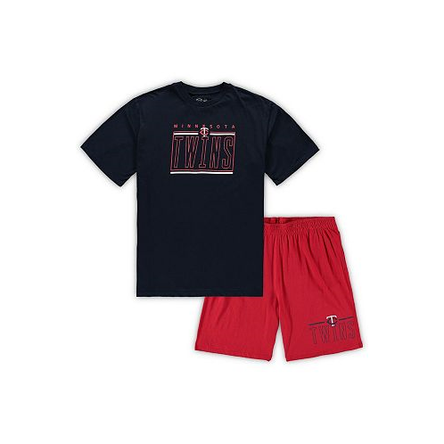 Concepts Sport Mens Navy Red Minnesota Twins Big and Tall T-Shirt and Shorts Sleep Set