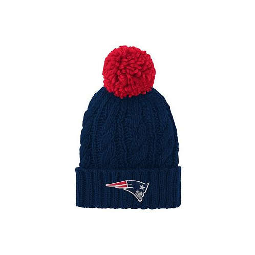 Outerstuff Big Girls Navy New England Patriots Team Cable Cuffed Knit Hat with Pom