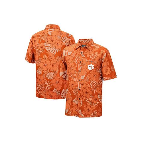 Colosseum Mens Orange Clemson Tigers The Dude Camp Button-Up Shirt