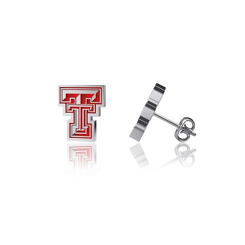 Dayna Designs Womens Texas Tech Red Raiders Silver-Tone Enamel Post Earrings