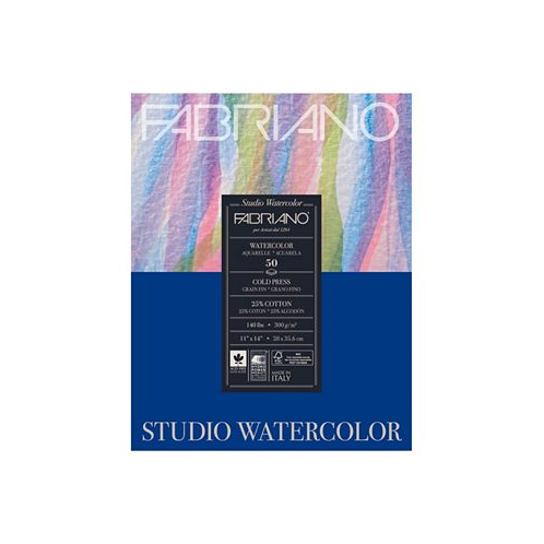 Fabriano Studio Watercolor Pad Cold-Press 11 x 14 140 lbs 50 Sheets