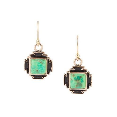 Barse Mission Bronze and Genuine Lime Turquoise Drop Earrings
