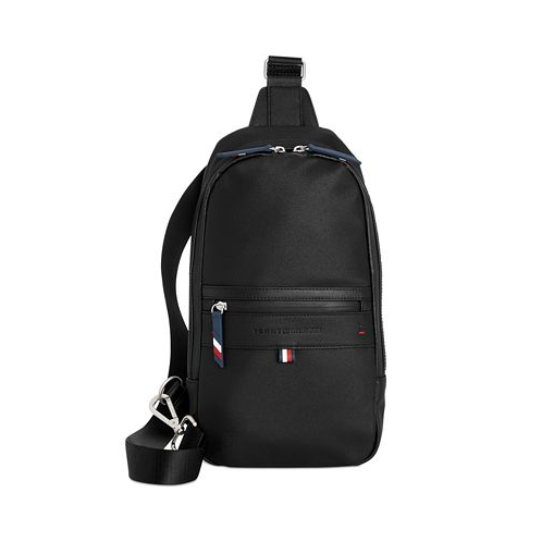 Tommy Hilfiger Mens Leo Logo Embossed Sling Backpack