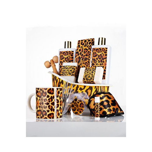 Lovery Honey Almond Home Bath Pampering Package for Relaxing Stress Relief Leopard Print Thank You Birthday Gifts 15 Piece