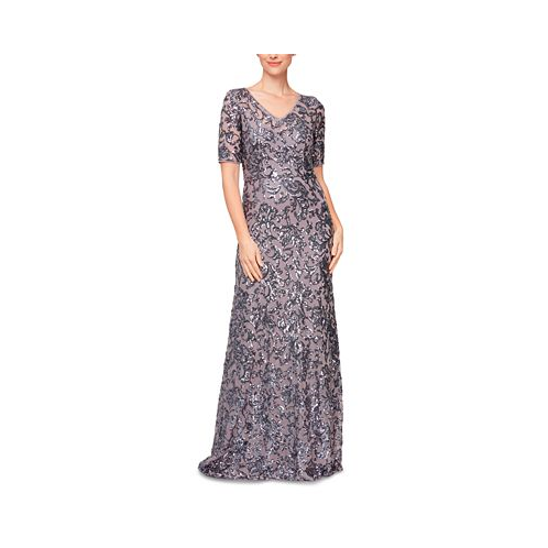 Alex Evenings Womens Sequined A-Line Dress