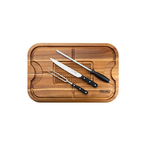 Viking Oversized Acacia Carving Board with 3 Piece Carving Set