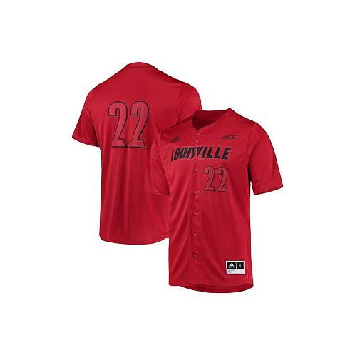 Adidas Mens #22 Red Louisville Cardinals Button-Up Baseball Jersey