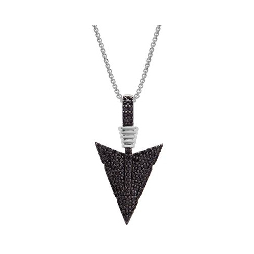 Macys Mens Black Diamond Arrow 22 Pendant Necklace (1/2 ct. t.w.) in Sterling Silver
