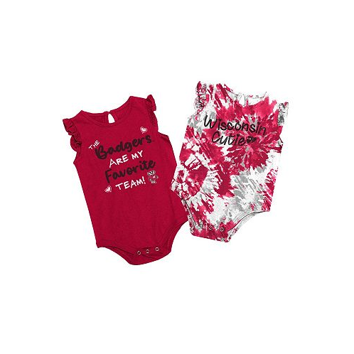 Colosseum Girls Newborn and Infant Red Wisconsin Badgers Two Bits Two-Pack Bodysuit Set