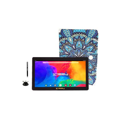 LINSAY New 7 Tablet Bundle with Mandala Blue Case Pop Holder and Pen Stylus 64GB Newest Android 13