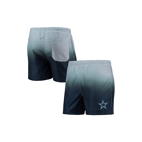 FOCO Mens Gray and Navy Dallas Cowboys Dip-Dye Swim Shorts