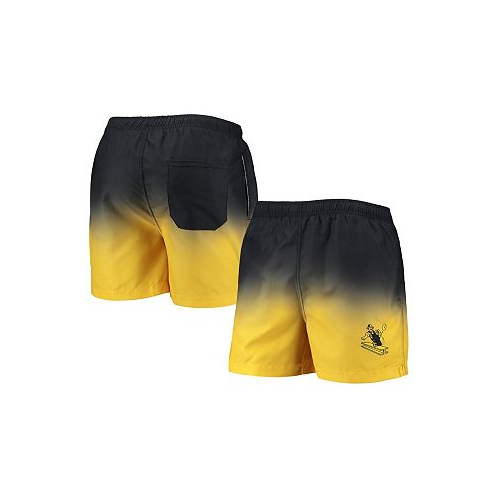 FOCO Mens Black Gold Pittsburgh Steelers Retro Dip-Dye Swim Shorts