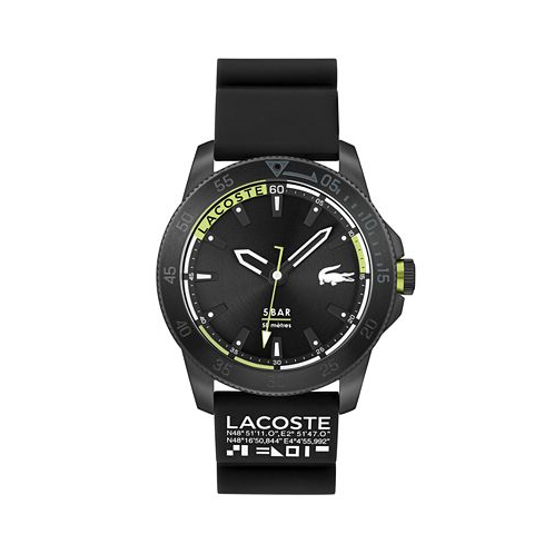 Lacoste Mens Regatta Black Silicone Strap Watch 46mm