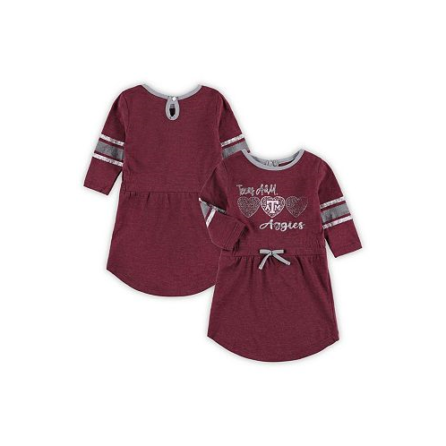 Colosseum Toddler Girls Heathered Maroon Texas A&M Aggies Poppin Sleeve Stripe Dress