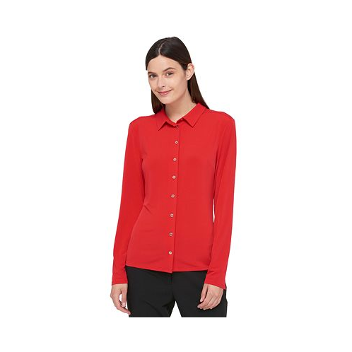 Tommy Hilfiger Womens Point-Collar Blouse