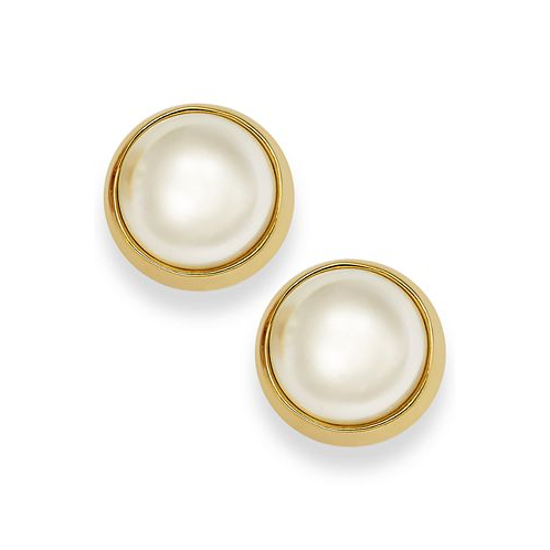 POLO Ralph Lauren Gold-Tone Bezel Acrylic Pearl Stud Earrings