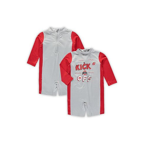 Outerstuff Toddler Girls Gray Scarlet Ohio State Buckeyes Wave Runner Wetsuit