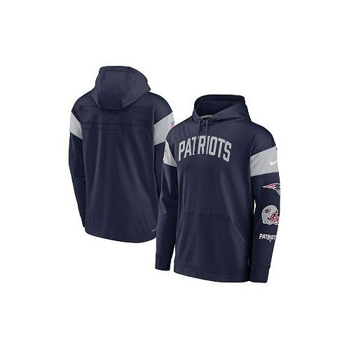 Nike Mens Navy New England Patriots Sideline Athletic Arch Jersey Performance Pullover Hoodie