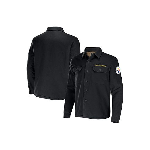 Fanatics Mens NFL x Darius Rucker Collection by Black Pittsburgh Steelers Canvas Button-Up Shirt Jacket