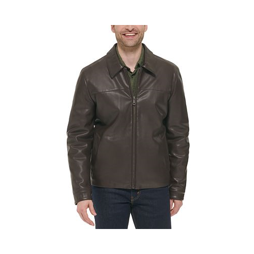 Cole Haan Mens Faux Leather Shirt Jacket
