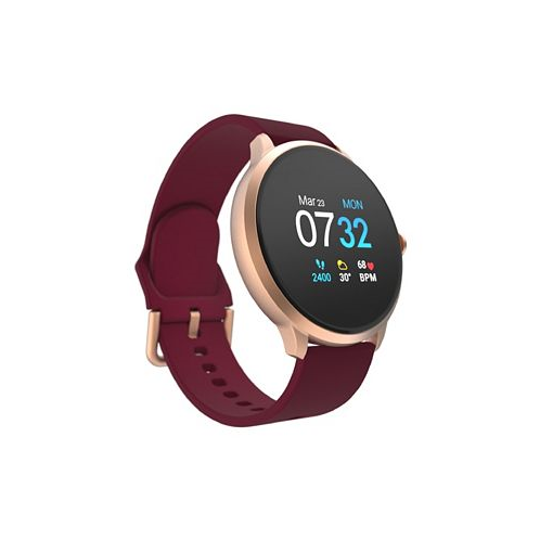 ITouch Sport 3 Womens Touchscreen Smartwatch: Rose Gold Case with Merlot Strap 45mm