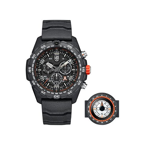 Luminox Mens Swiss Chronograph Bear Grylls Survival Master Series Compass Orange Rubber Strap Watch 45mm
