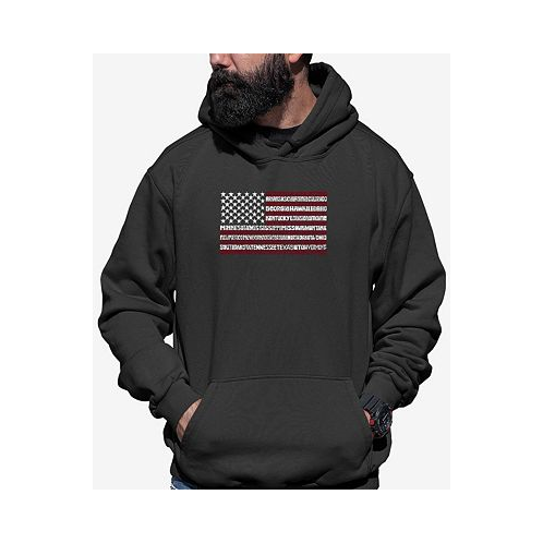 LA Pop Art Mens 50 States USA Flag Word Art Hooded Sweatshirt