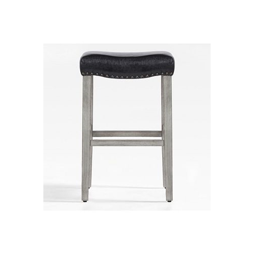 WestinTrends 29 Upholstered Saddle Seat Faux Leather Bar Stool