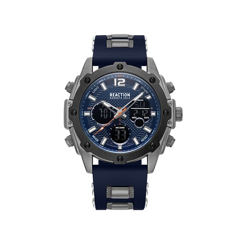 Kenneth Cole Reaction Mens Ana-digi Blue Silicon Strap Watch 43.5mm