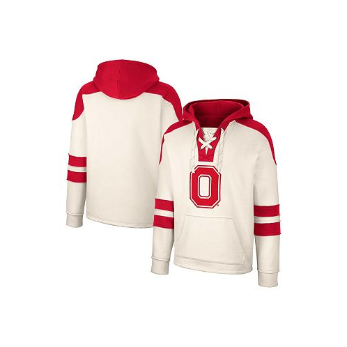 Colosseum Mens Cream Ohio State Buckeyes Lace-Up 4.0 Vintage-Like Pullover Hoodie