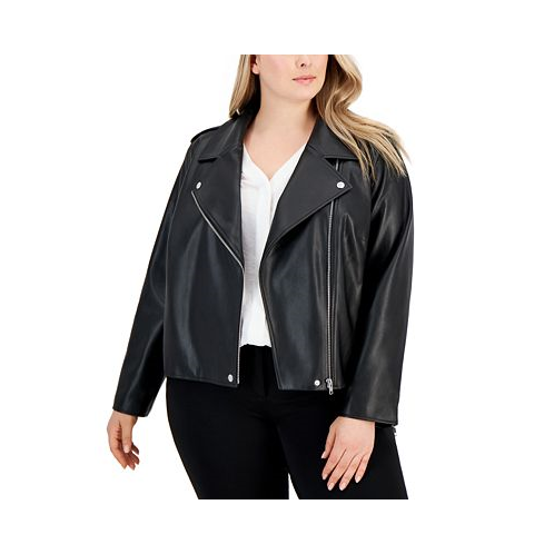 I.N.C. International Concepts Plus Size Faux-Leather Moto Jacket
